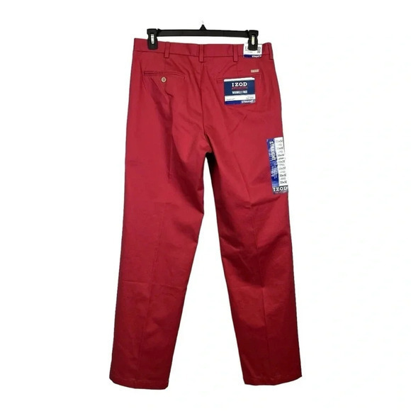IZOD American Chino Flat Front Straight Pants Wrinkle‎ Free Men Size 33/32 NWT - Picture 4 of 10